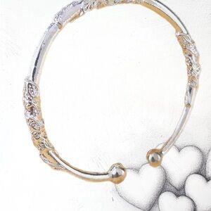 Silver Open Cuff Bracelet with Textured Detail - Women Jewelry